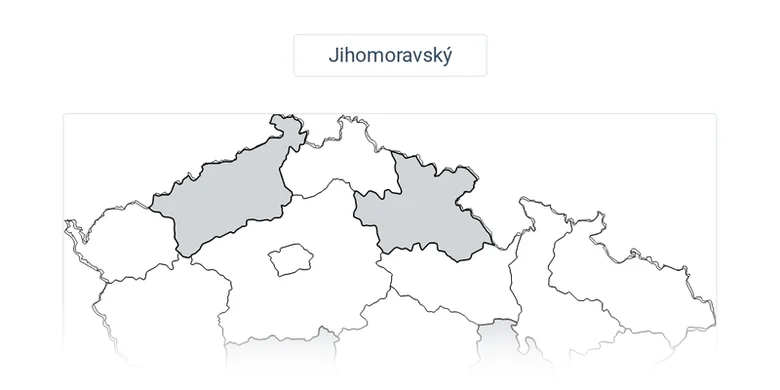 Mapa Jihomoravského kraje v České republice