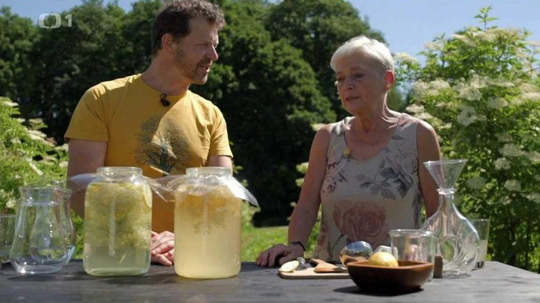 Muži připravují bezovou limonádu venku s citrony.