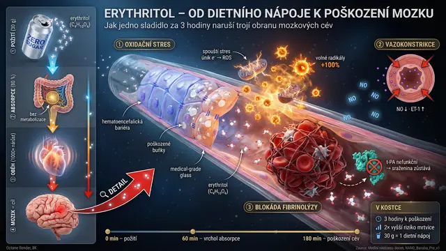 Infografika o škodlivosti erytritolu na mozek