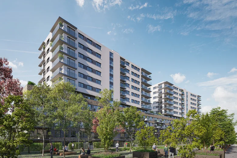 Moderne panelový dům pro družstevní bydlení s balkony