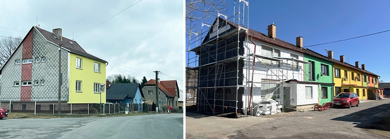 Před a po renovaci fasády domu