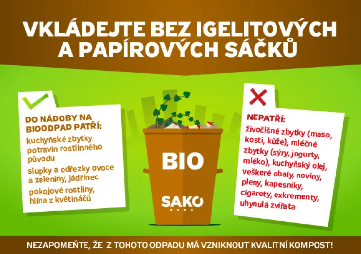 Návod na vkládání bioodpadu do koše