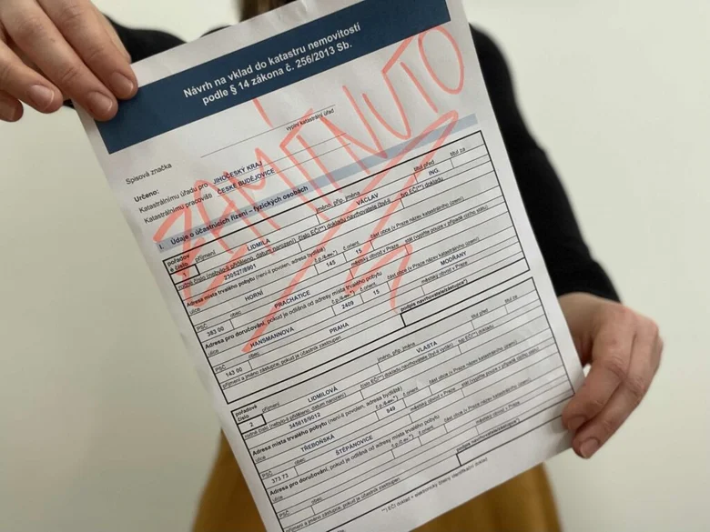 Form pro vklad do katastru nemovitostí s odmítnutím