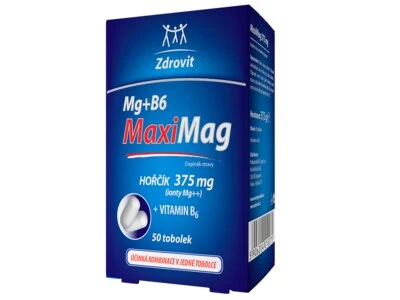 Suplement hořčíku a vitamínu B6 v balení pro dospělé.