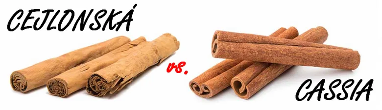 Porovnání cejlonské a cassie skořice v textu.