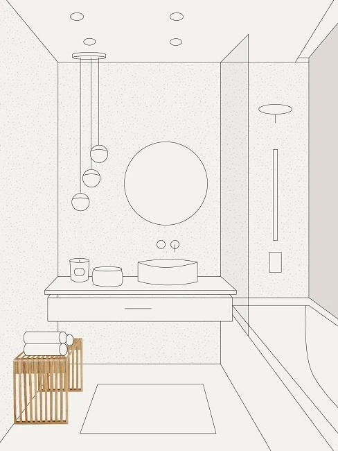 Malá koupelna se sprchovým koutem, minimalistní design