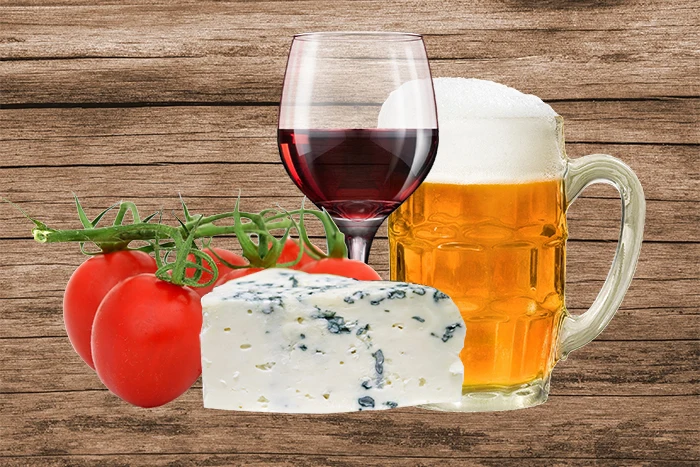 Sýr víno pivo rajčata jako histaminové potraviny