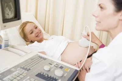 Pregnant woman ultrasound exam