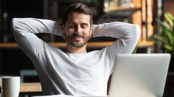 Relaxed man at desk