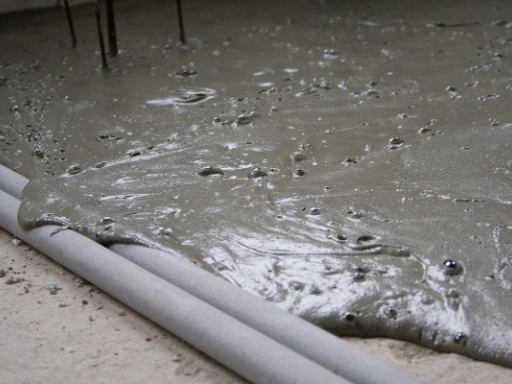Freshly poured concrete floor